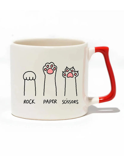 Taş Kağıt Makas Kedi Lüks Kupa - Hediye Seramik Kupa baskigo