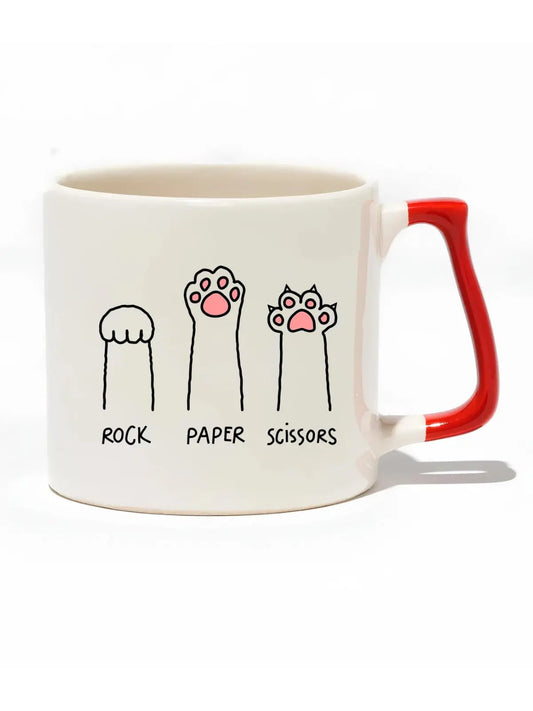 Taş Kağıt Makas Kedi Lüks Kupa - Hediye Seramik Kupa baskigo