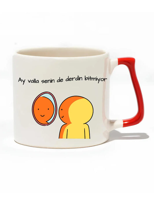 Ay Valla Senin De Derdin Hiç Bitmiyor Lüks Kupa- Hediye Seramik Kupa baskigo
