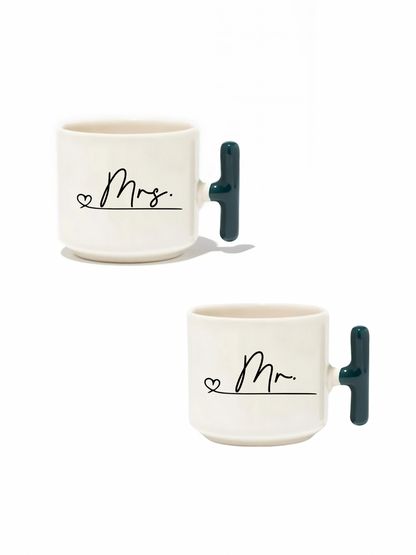 Mr & Mrs 2'li Latte Fincanı - Hediye Seramik Kupa