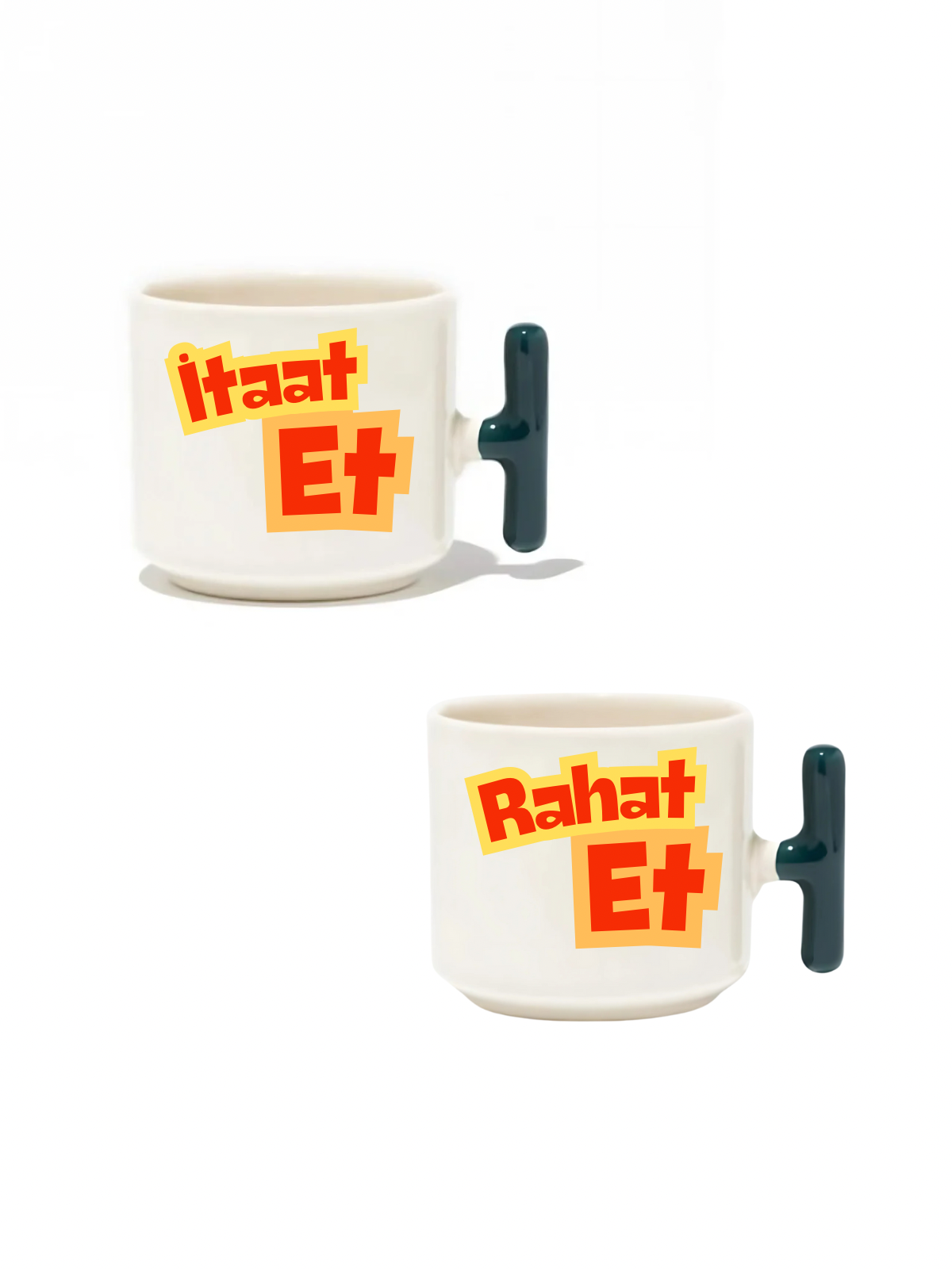 İtaat Et Rahat Et 2'li Latte Fincanı - Hediye Seramik Kupa