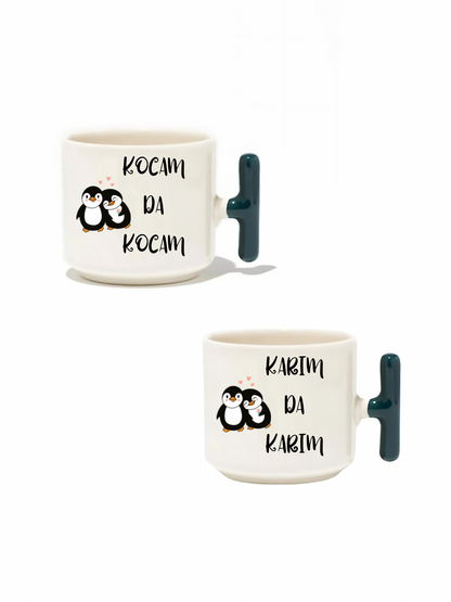Kocam Da Kocam Karım Da Karım 2'li Latte Fincanı - Hediye Seramik Kupa