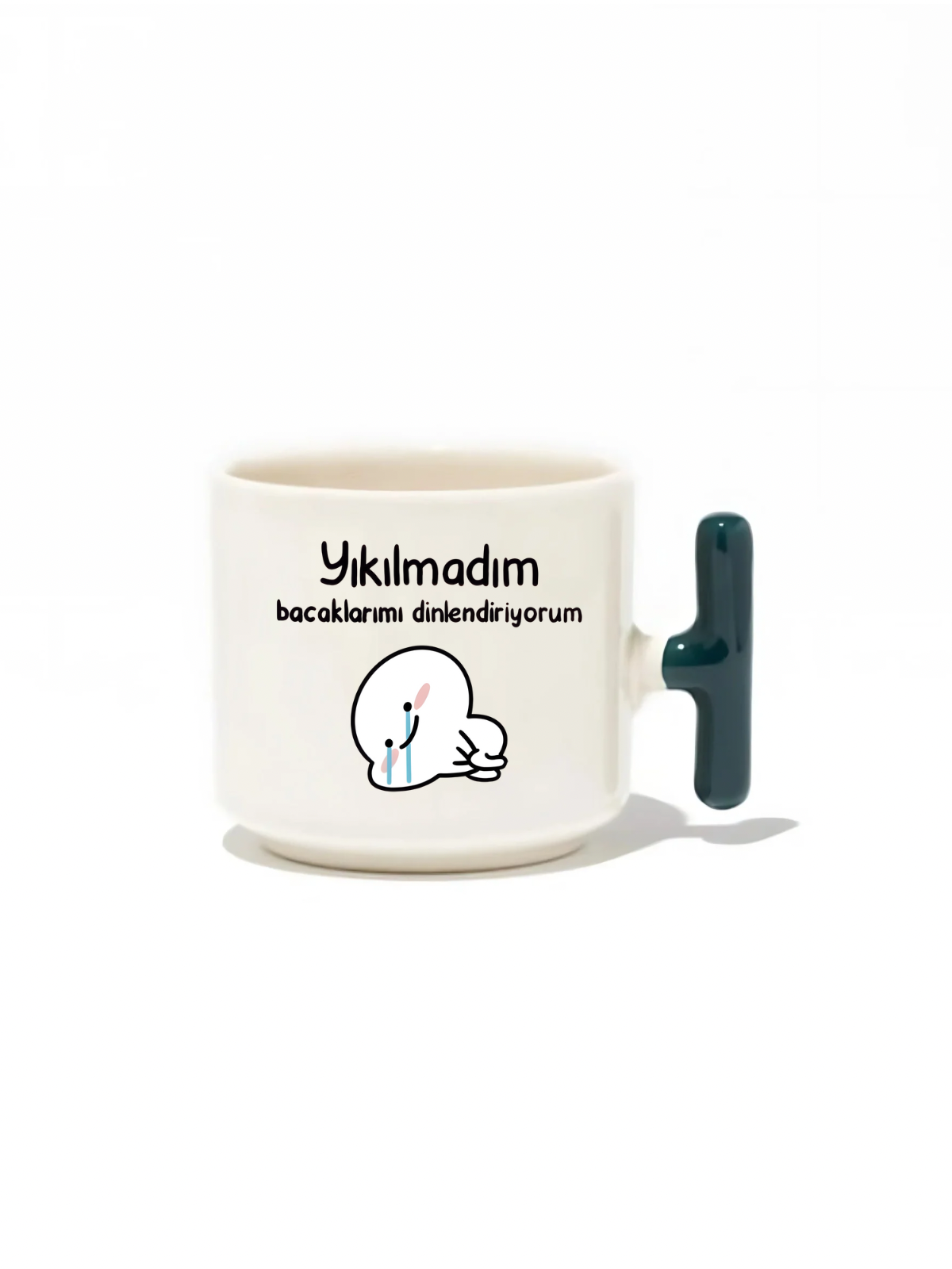 Yıkılmadım Bacaklarımı Dinlendiriyorum Latte Fincanı- Hediye Seramik Kupa