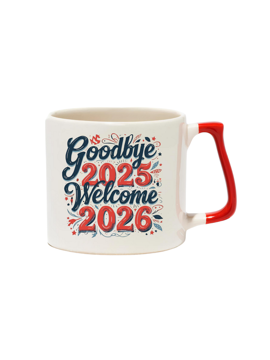 Yeni Yıl Goodbye 2025 Welcome 2026 Hediyelik Lüks Kupa - Hediye Seramik Kupa