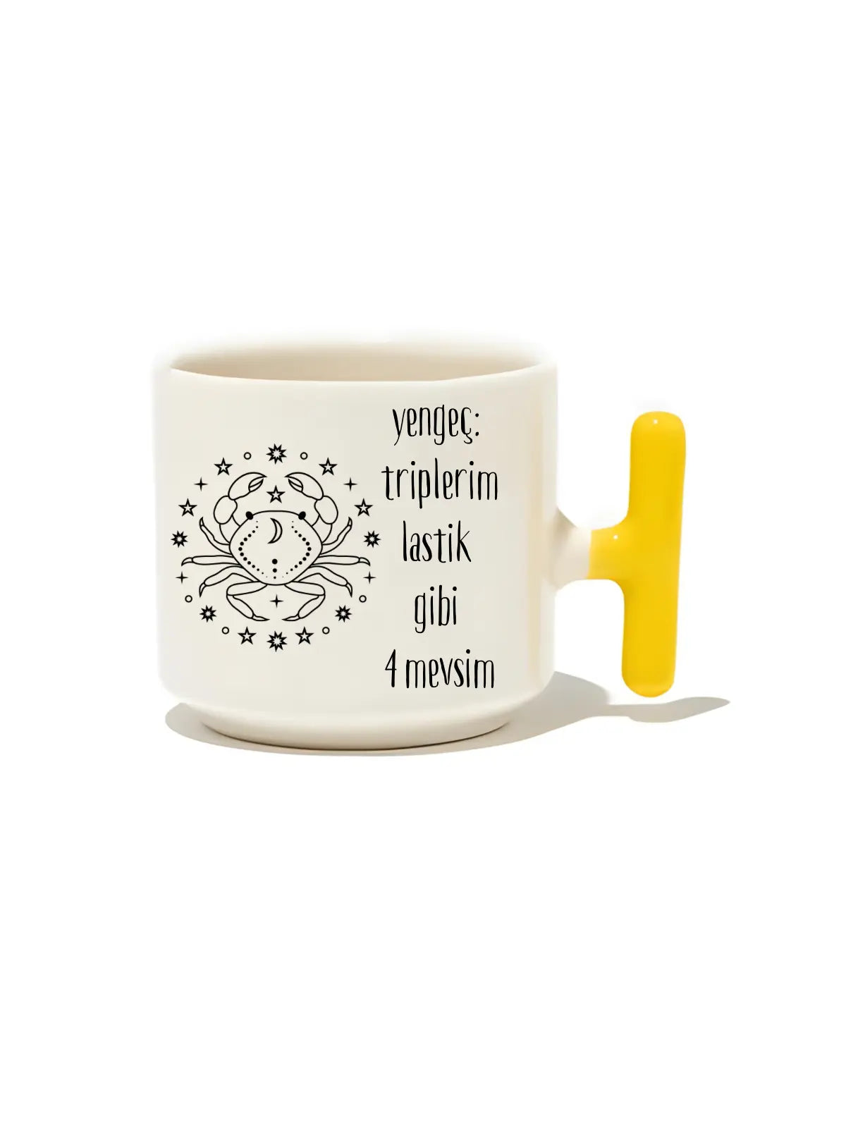 Yengeç: Triplerim Lastik Gibi 4 Mevsim Latte Fincanı- Hediye Seramik Kupa