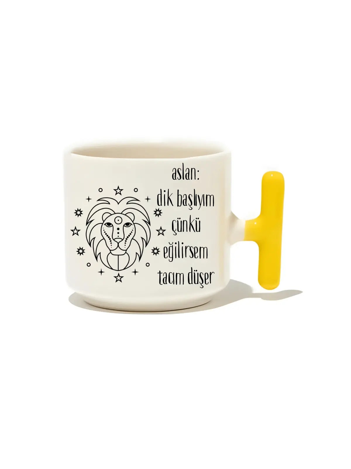 Aslan: Dik Başlıyım Çünkü Eğilirsem Tacım Düşer Latte Fincanı- Hediye Seramik Kupa
