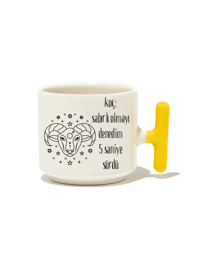Koç: Sabırlı Olmayı Denedim 5 Saniye Sürdü Latte Fincanı- Hediye Seramik Kupa