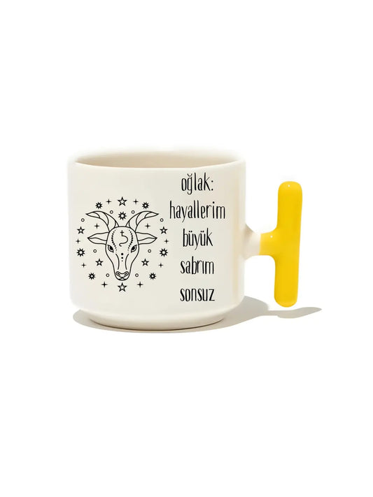 Oğlak: Hayallerim Büyük Sabrım Sonsuz Latte Fincanı- Hediye Seramik Kupa